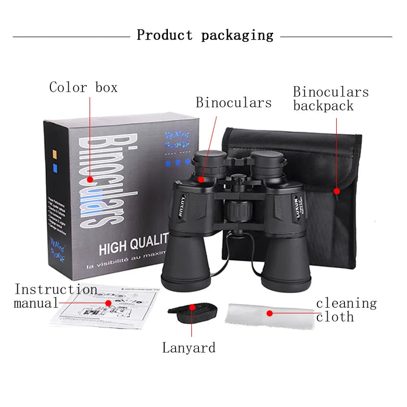 Telescópio Óptico Binocular 20x50 Militar Caça ao Ar Livre