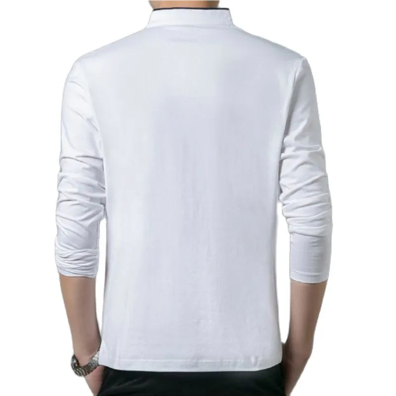 Blusa Sólida Casual Algodão Masculina Manga Comprida