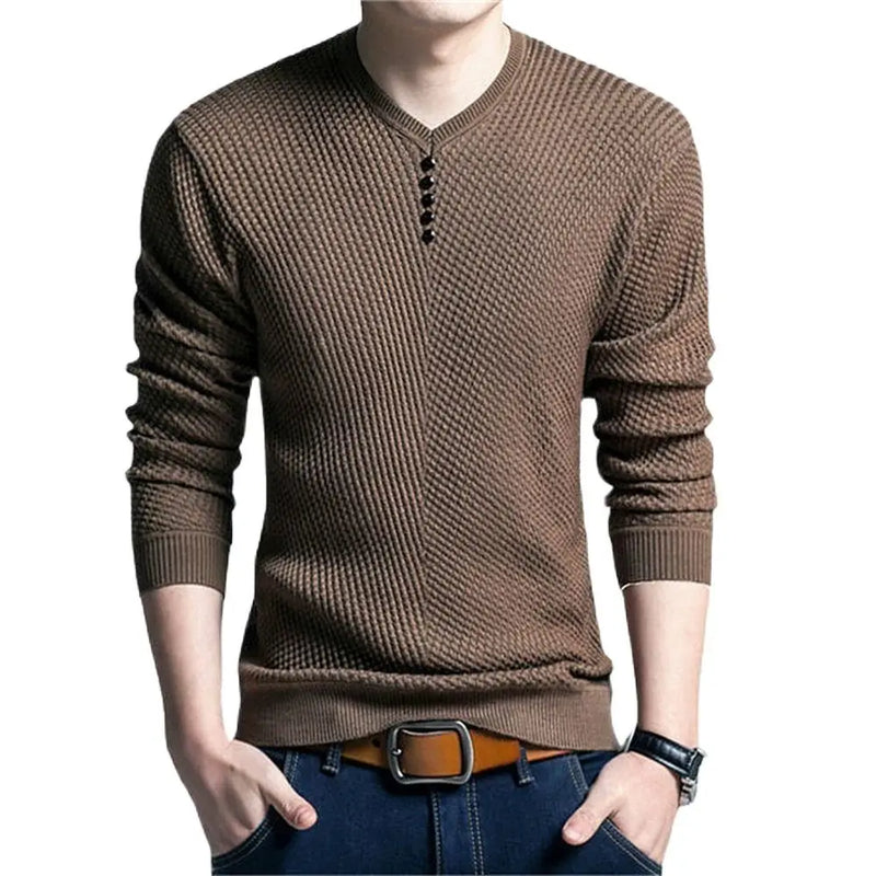 Pulôver Masculino Casual Cashmere Manga Longa Decote em V