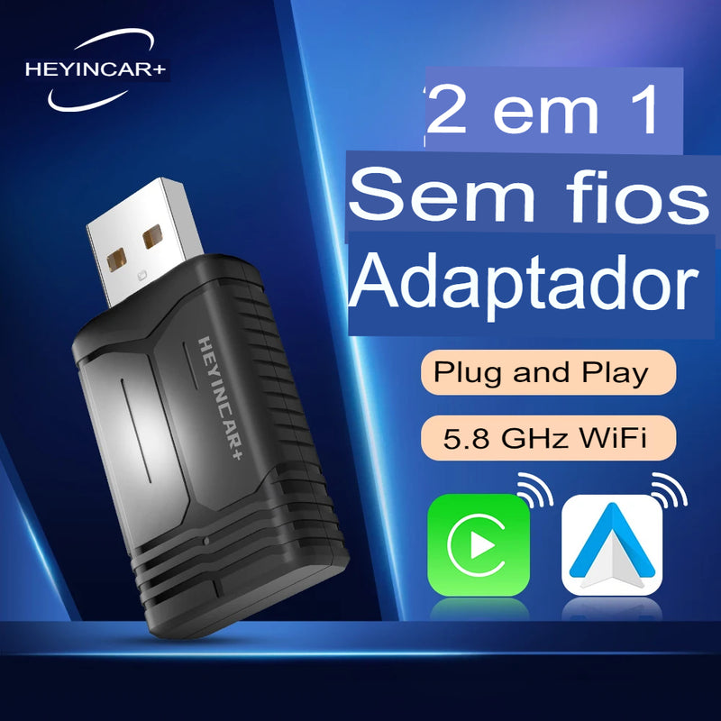 Adaptador Sem Fio  Carplay Andróid Golf, Peugeot,Volkswagen, Ford,  Suzuki, Chevrolet, Skoda MG e Chery