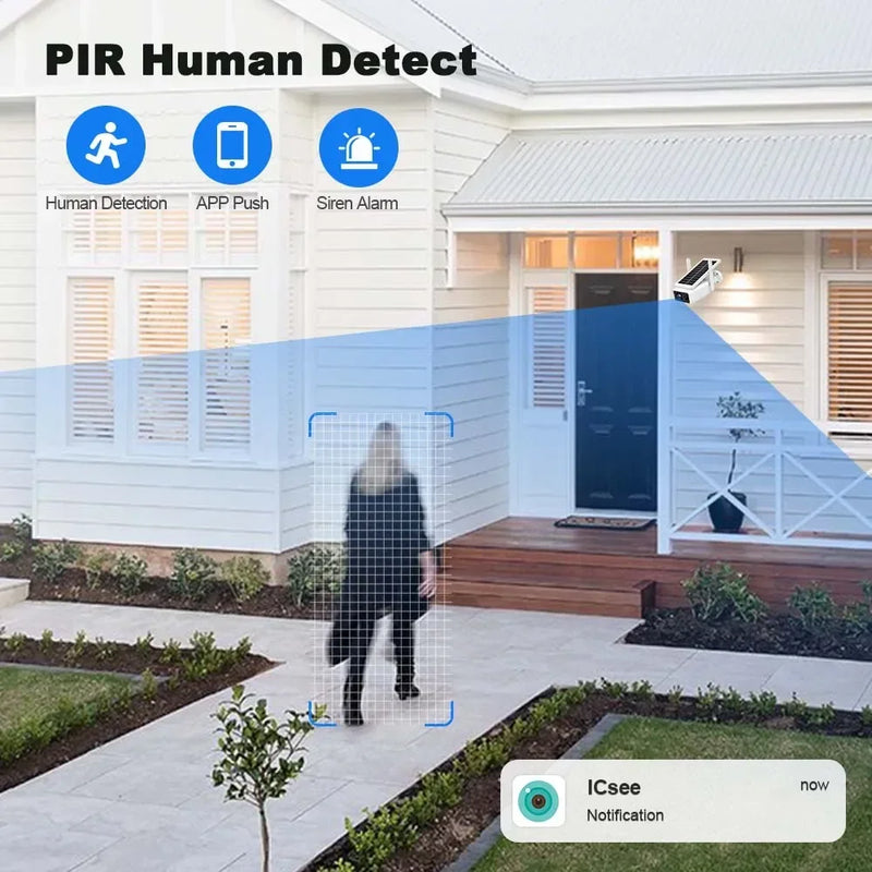 Câmera Solar Vigilância Sem Fio 4MP Wifi  Ar livre 100 ° Visão Ampla