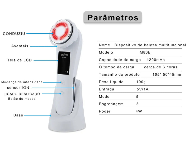 Massageador Facial Radiofrequência Lift - Rejuvenescimento da Pele