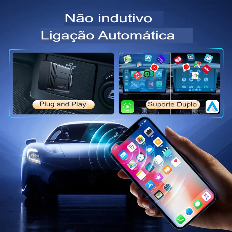 Adaptador Sem Fio  Carplay Andróid Golf, Peugeot,Volkswagen, Ford,  Suzuki, Chevrolet, Skoda MG e Chery