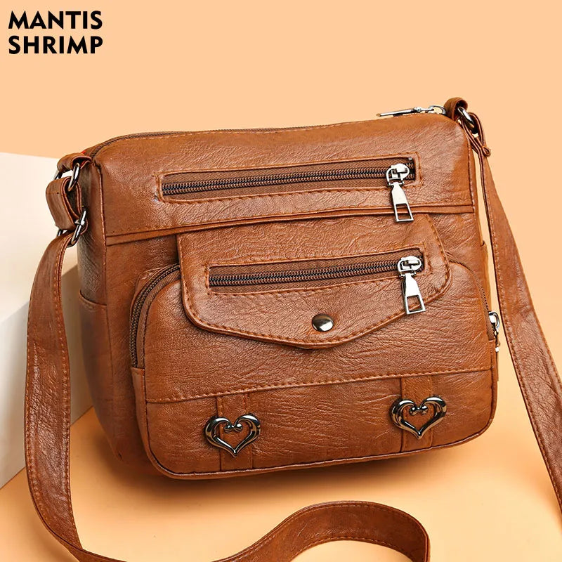 Bolsa Ombro Feminina Couro Macio Leve  - Estilo Vintage