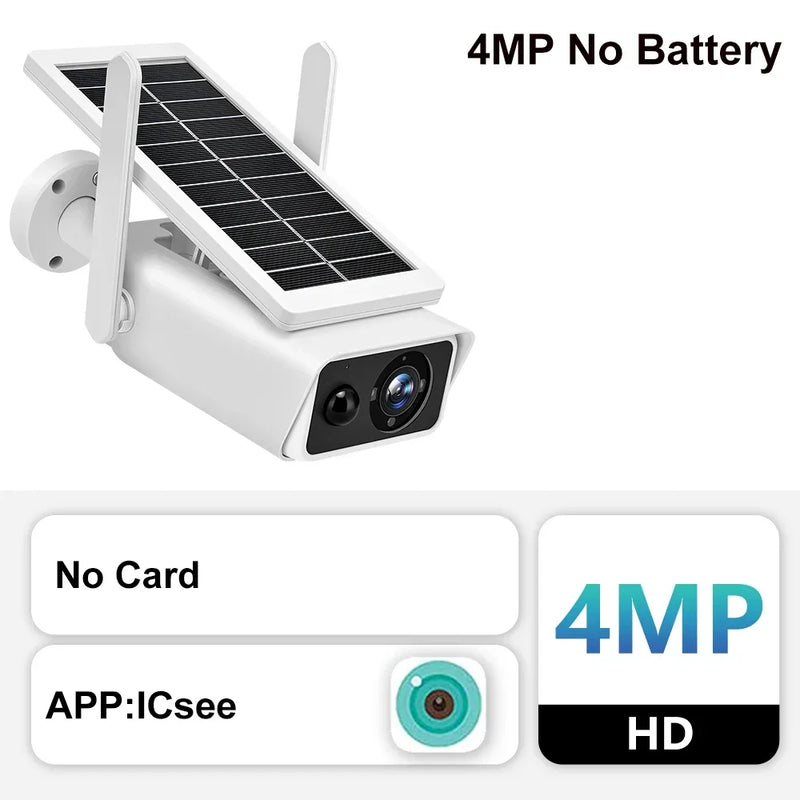 Câmera Solar Vigilância Sem Fio 4MP Wifi  Ar livre 100 ° Visão Ampla