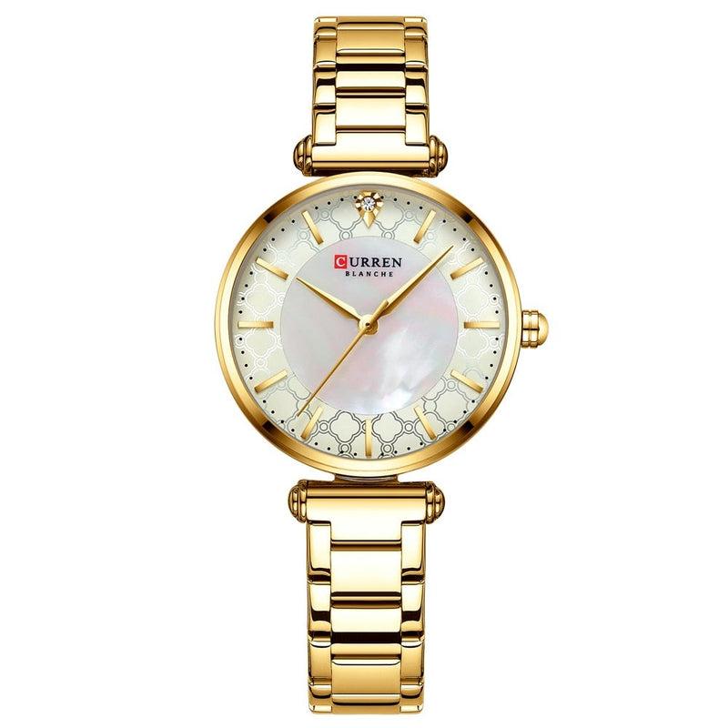 Relógio Feminino CURREN Fashion Dourado à Prova D'água